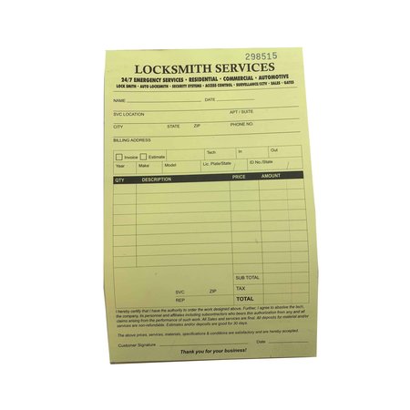 Premier Premier: UHS Service:Receipt Book (Invoices) For Locksmith RBFL